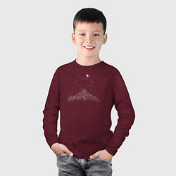 Лонгслив хлопковый детский Лисьи горы, цвет: меланж-бордовый — фото 2