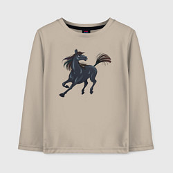 Лонгслив хлопковый детский Лошадь мустанг, цвет: миндальный