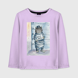 Лонгслив хлопковый детский Акварельный рисунок плохой кот, цвет: лаванда