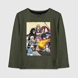 Лонгслив хлопковый детский Fairy Tail heroes, цвет: меланж-хаки
