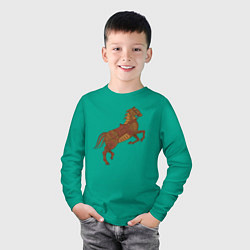 Лонгслив хлопковый детский Стимпанк-лошадь, цвет: зеленый — фото 2