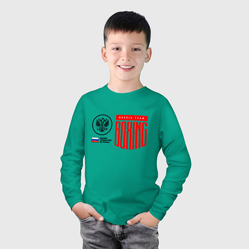 Детский лонгслив Boxing federation of Russia / Зеленый – фото 3