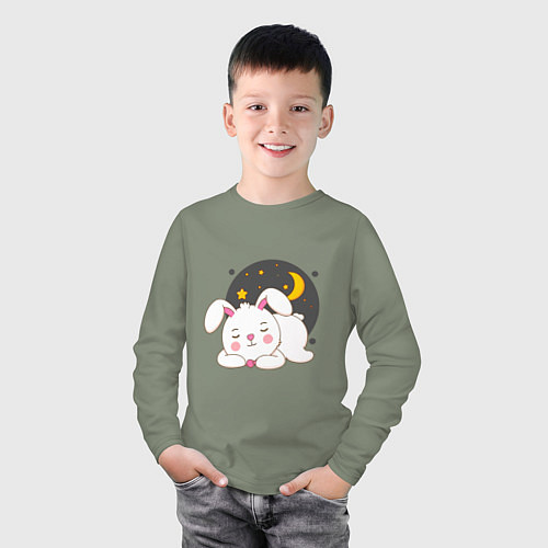 Детский лонгслив Спящий Зайка / Авокадо – фото 3