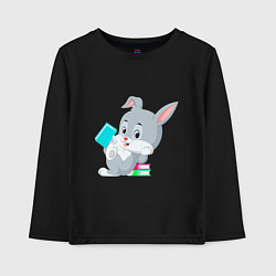 Лонгслив хлопковый детский Кролик с книгами, цвет: черный