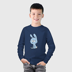 Лонгслив хлопковый детский Chill rabbit, цвет: тёмно-синий — фото 2