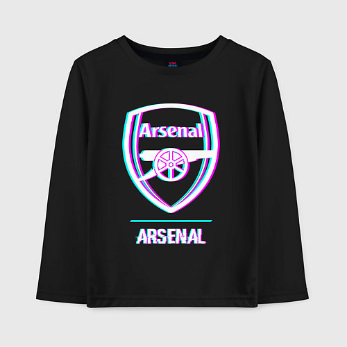 Детский лонгслив Arsenal FC в стиле glitch / Черный – фото 1