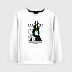 Лонгслив хлопковый детский Тигнари в квадрате, цвет: белый