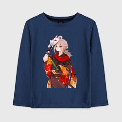 Лонгслив хлопковый детский Каэдэхара Кадзуха с мечом, цвет: тёмно-синий