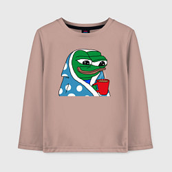 Лонгслив хлопковый детский Frog Pepe мем, цвет: пыльно-розовый