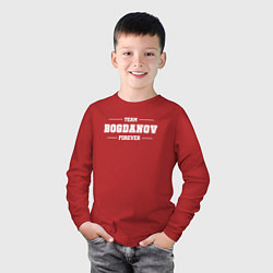 Лонгслив хлопковый детский Team Bogdanov forever - фамилия на латинице, цвет: красный — фото 2