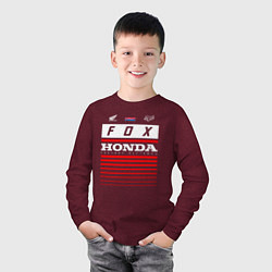 Лонгслив хлопковый детский Honda racing, цвет: меланж-бордовый — фото 2