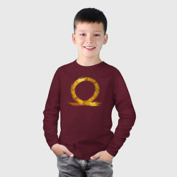 Лонгслив хлопковый детский Golden logo GoW Ragnarok, цвет: меланж-бордовый — фото 2