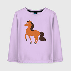 Лонгслив хлопковый детский Конь, цвет: лаванда