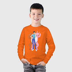 Лонгслив хлопковый детский Урамити Омота - Двуличный братик, цвет: оранжевый — фото 2