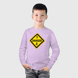 Лонгслив хлопковый детский Знак - опасно для жизни, цвет: лаванда — фото 2