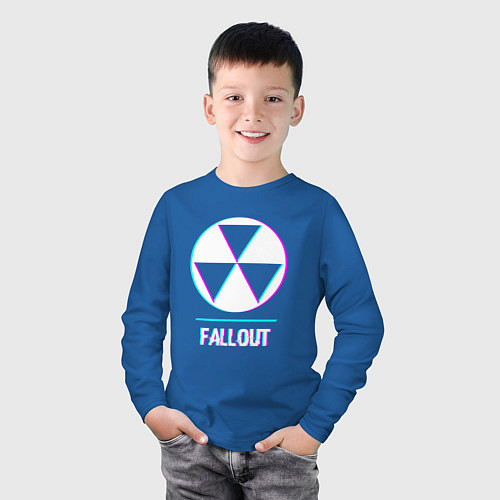 Детский лонгслив Fallout в стиле glitch и баги графики / Синий – фото 3