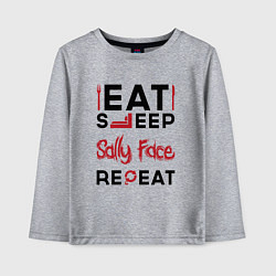 Лонгслив хлопковый детский Надпись: eat sleep Sally Face repeat, цвет: меланж