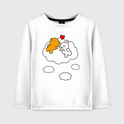 Лонгслив хлопковый детский Влюбленные медвежата на облаке, цвет: белый