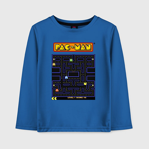 Детский лонгслив Pac-Man на ZX-Spectrum / Синий – фото 1