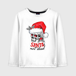 Лонгслив хлопковый детский Santa is not dead, skull in red hat, holly, цвет: белый