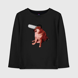 Лонгслив хлопковый детский Чимс - человек бензопила - Мем, цвет: черный