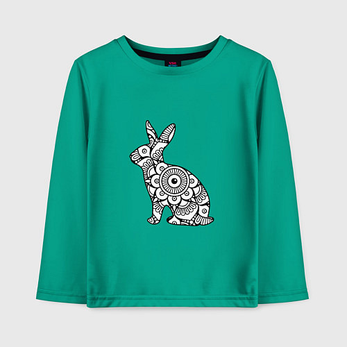 Детский лонгслив Узорный кролик / Зеленый – фото 1