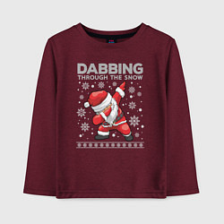 Лонгслив хлопковый детский Through the snow Santa dabbing, цвет: меланж-бордовый