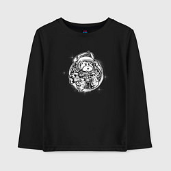 Лонгслив хлопковый детский Хомяк в космосе, цвет: черный