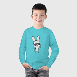 Лонгслив хлопковый детский Cool rabbit, цвет: бирюзовый — фото 2