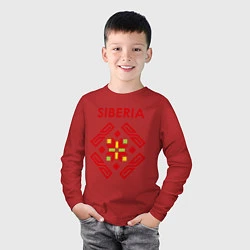 Лонгслив хлопковый детский Русский орнамент, цвет: красный — фото 2