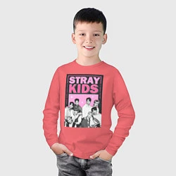 Лонгслив хлопковый детский Stray Kids boy band, цвет: коралловый — фото 2