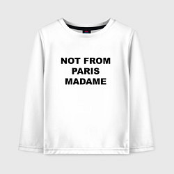 Лонгслив хлопковый детский Not from Paris madame, цвет: белый