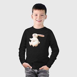 Лонгслив хлопковый детский Большой белый кролик, цвет: черный — фото 2