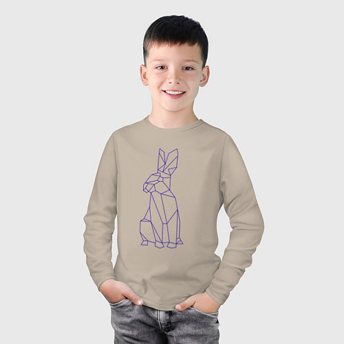 Детский лонгслив Символ 2023 - Синий Кролик / Миндальный – фото 3