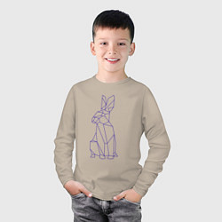 Лонгслив хлопковый детский Символ 2023 - Синий Кролик, цвет: миндальный — фото 2