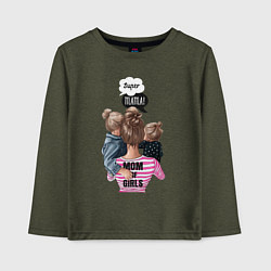 Лонгслив хлопковый детский Super Mama!, цвет: меланж-хаки