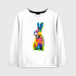 Лонгслив хлопковый детский Кролик в стиле поп-арт, цвет: белый