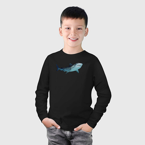 Детский лонгслив Realistic shark / Черный – фото 3
