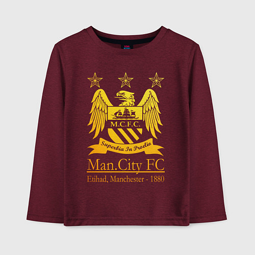 Детский лонгслив Manchester City gold / Меланж-бордовый – фото 1