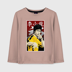 Лонгслив хлопковый детский Дракон Брюс Ли, цвет: пыльно-розовый