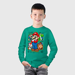 Лонгслив хлопковый детский Супер Марио, цвет: зеленый — фото 2