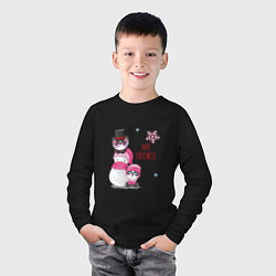Лонгслив хлопковый детский Снеговик и панды, цвет: черный — фото 2