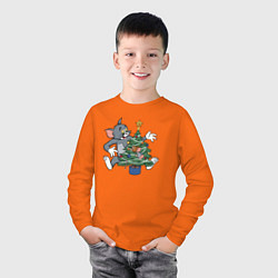 Лонгслив хлопковый детский Том с мышами, цвет: оранжевый — фото 2