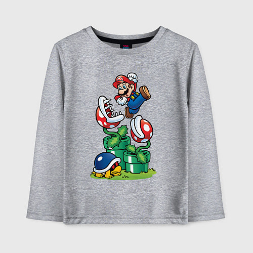 Детский лонгслив Ретро Марио / Меланж – фото 1