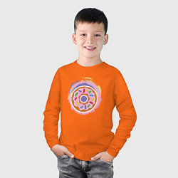 Лонгслив хлопковый детский Мультяшный сладкий пончик, цвет: оранжевый — фото 2