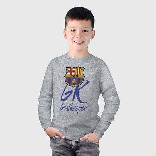 Детский лонгслив Barcelona - Spain - goalkeeper / Меланж – фото 3