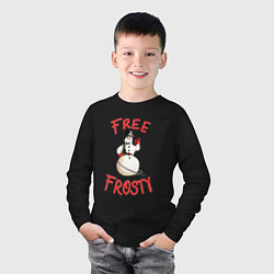 Лонгслив хлопковый детский Снеговик фрости, цвет: черный — фото 2