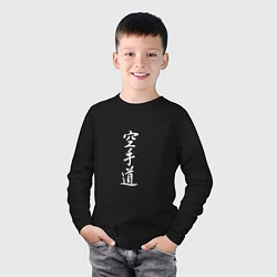 Лонгслив хлопковый детский Белый символ карате, цвет: черный — фото 2