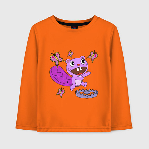 Детский лонгслив Toothy trap / Оранжевый – фото 1