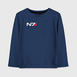 Лонгслив хлопковый детский Логотип N7, цвет: тёмно-синий